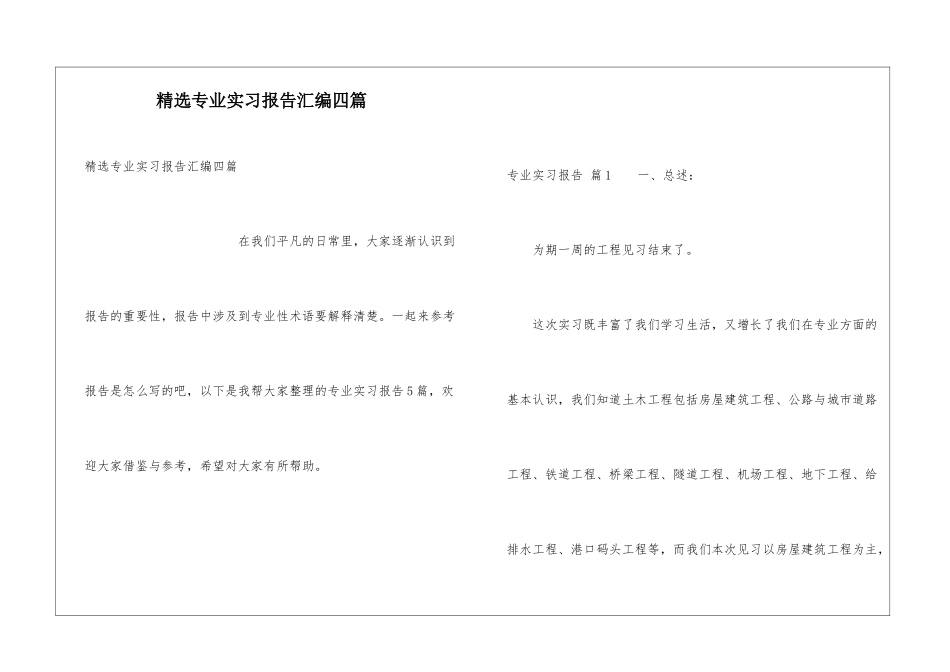 精选专业实习报告汇编四篇_第1页