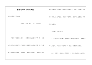 精选专业实习计划9篇