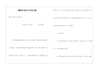 精选专业实习计划九篇