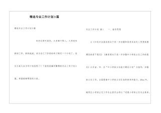 精选专业工作计划3篇