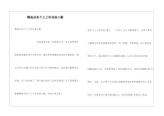 精选业务个人工作总结3篇