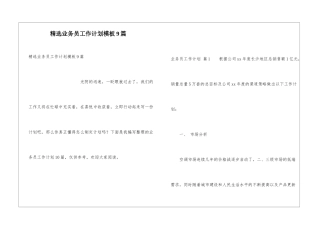 精选业务员工作计划模板9篇