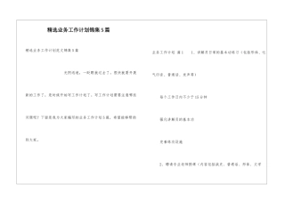 精选业务工作计划锦集5篇