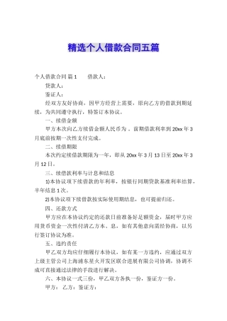 精选个人借款合同五篇