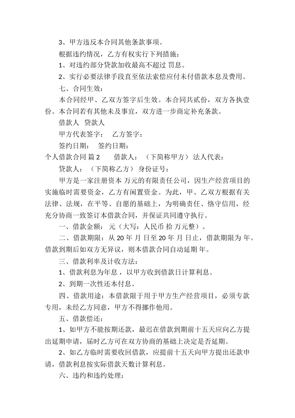 精选个人借款合同九篇_第2页