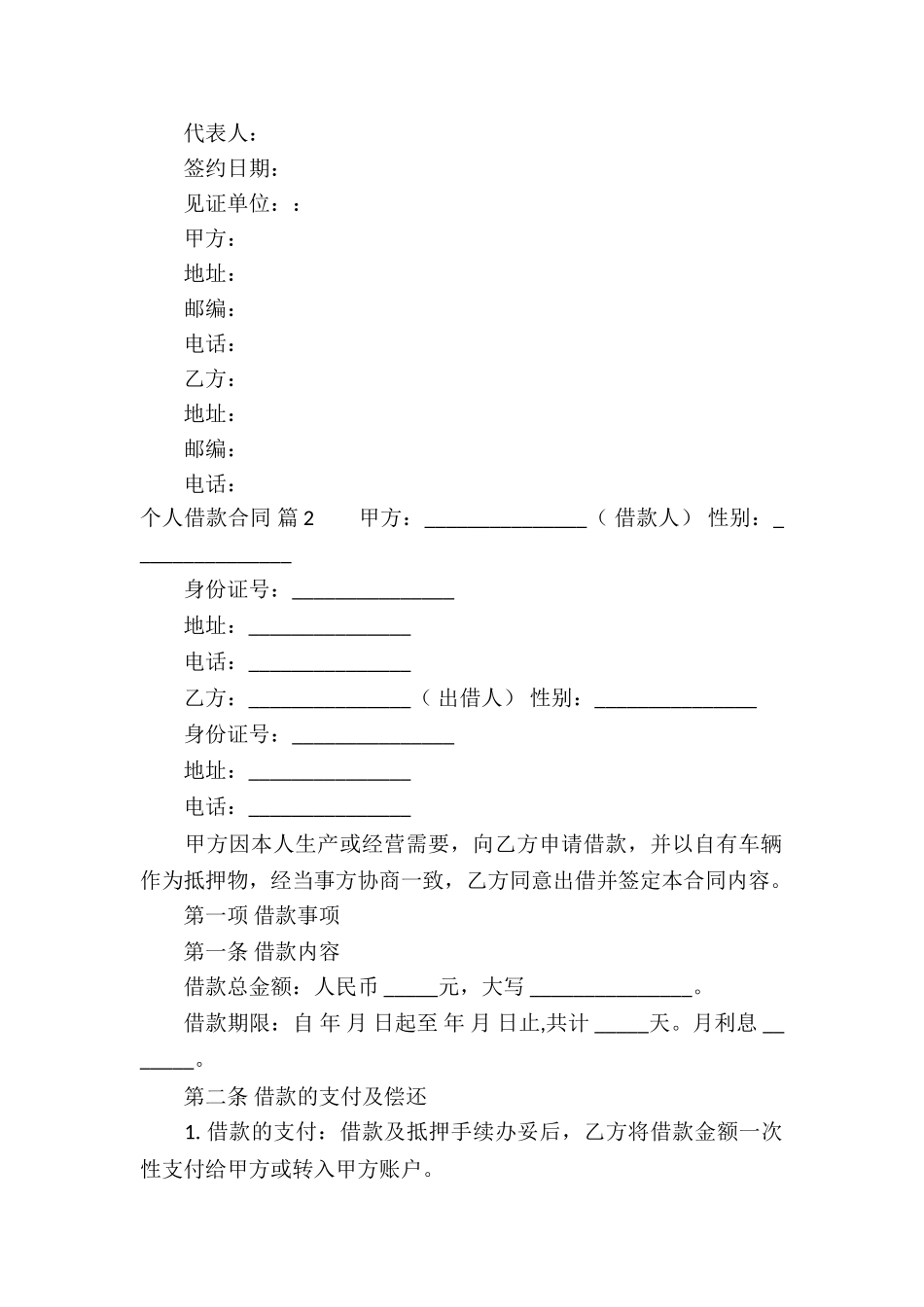 精选个人借款合同锦集九篇_第2页