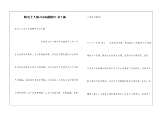 精选个人实习总结模板汇总9篇