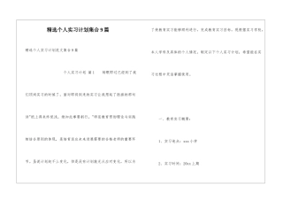 精选个人实习计划集合9篇