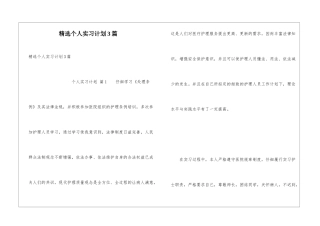 精选个人实习计划3篇