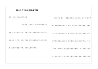 精选个人工作计划锦集五篇