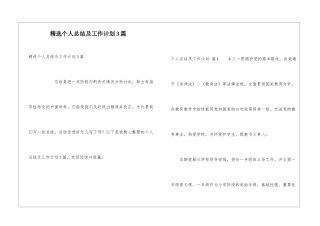精选个人总结及工作计划3篇