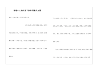 精选个人的财务工作计划集合九篇