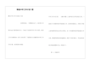 精选中学工作计划7篇