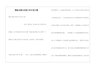 精选乡镇卫生院工作计划三篇