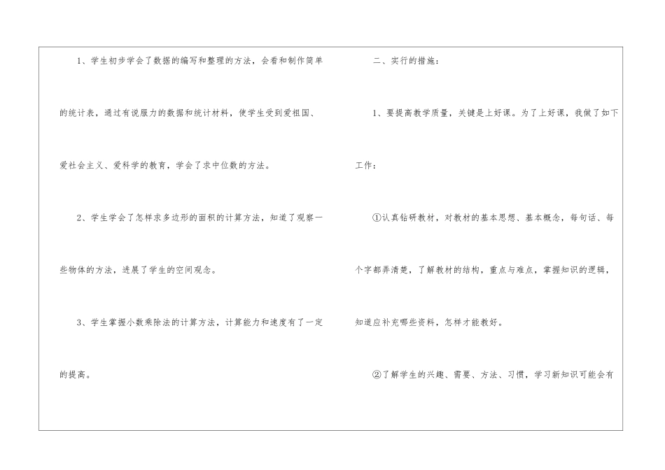 精选五年级数学教学工作总结合集九篇_第2页