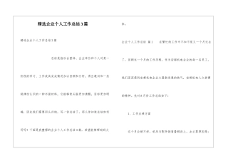 精选企业个人工作总结3篇