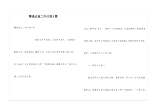 精选企业工作计划3篇