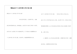 精选会计个人的年度工作计划3篇