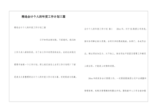 精选会计个人的年度工作计划三篇