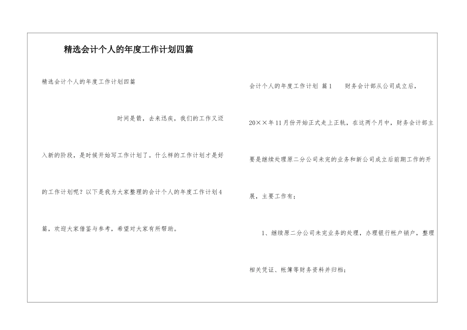 精选会计个人的年度工作计划四篇_第1页