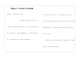 精选会计个人的年度工作计划四篇