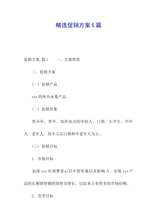 精选促销方案5篇