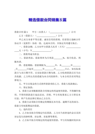 精选借款合同锦集5篇