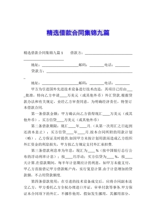 精选借款合同集锦九篇