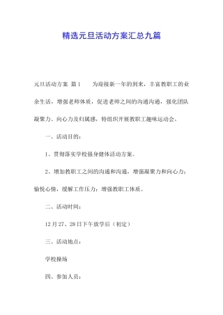精选元旦活动方案汇总九篇