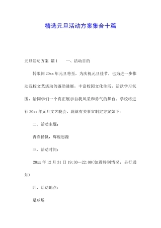 精选元旦活动方案集合十篇