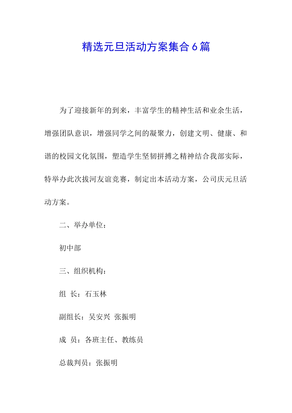 精选元旦活动方案集合6篇_第1页