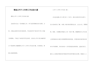 精选公司个人年终工作总结九篇