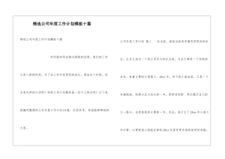 精选公司年度工作计划模板十篇