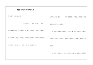 精选公司年度计划三篇