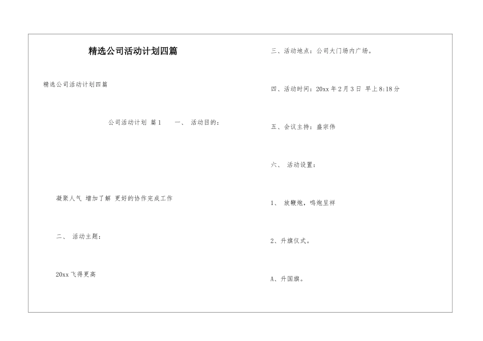 精选公司活动计划四篇_第1页
