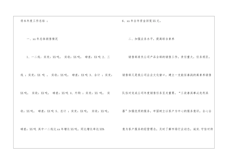 精选公司销售工作总结模板集合五篇_第2页