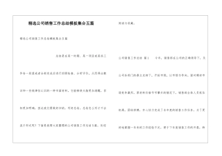 精选公司销售工作总结模板集合五篇