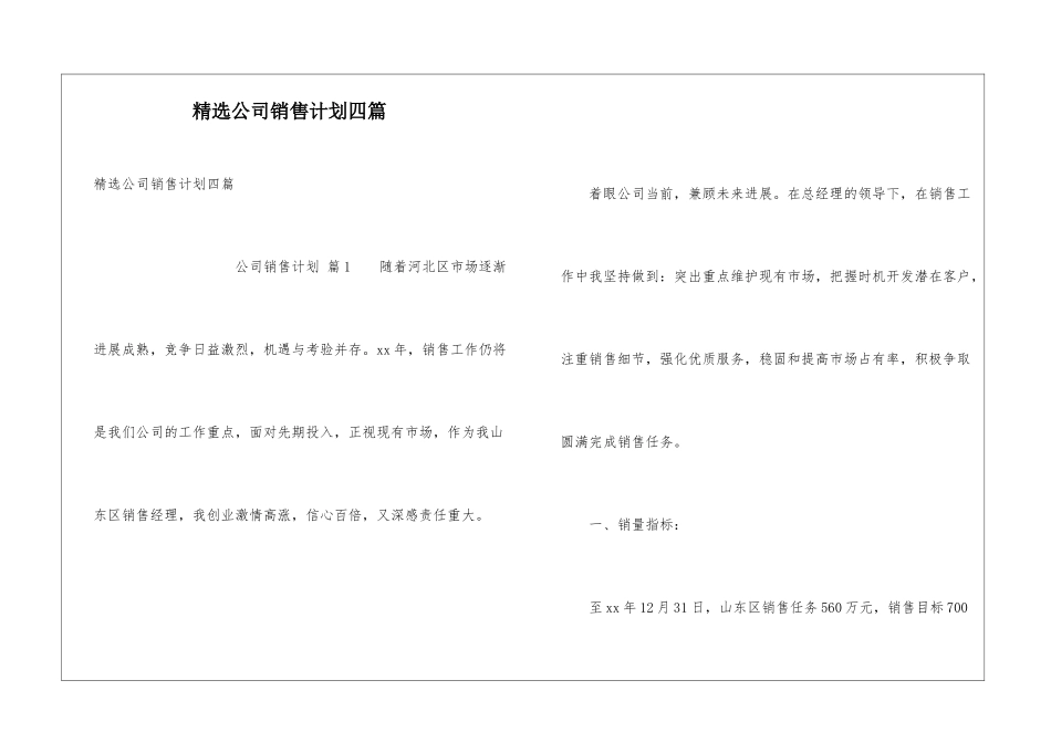 精选公司销售计划四篇_第1页