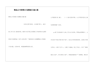 精选公司销售计划模板汇编8篇