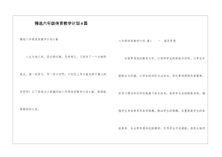 精选六年级体育教学计划4篇