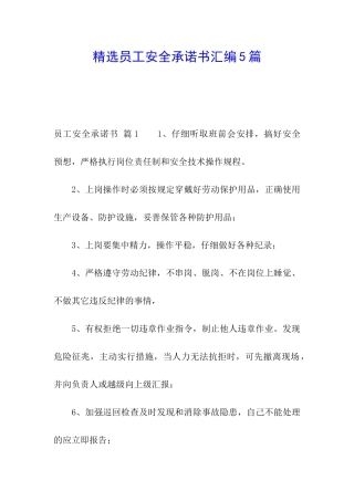 精选员工安全承诺书汇编5篇