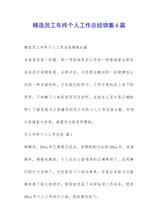 精选员工年终个人工作总结锦集6篇-
