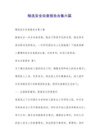 精选安全自查报告合集六篇-