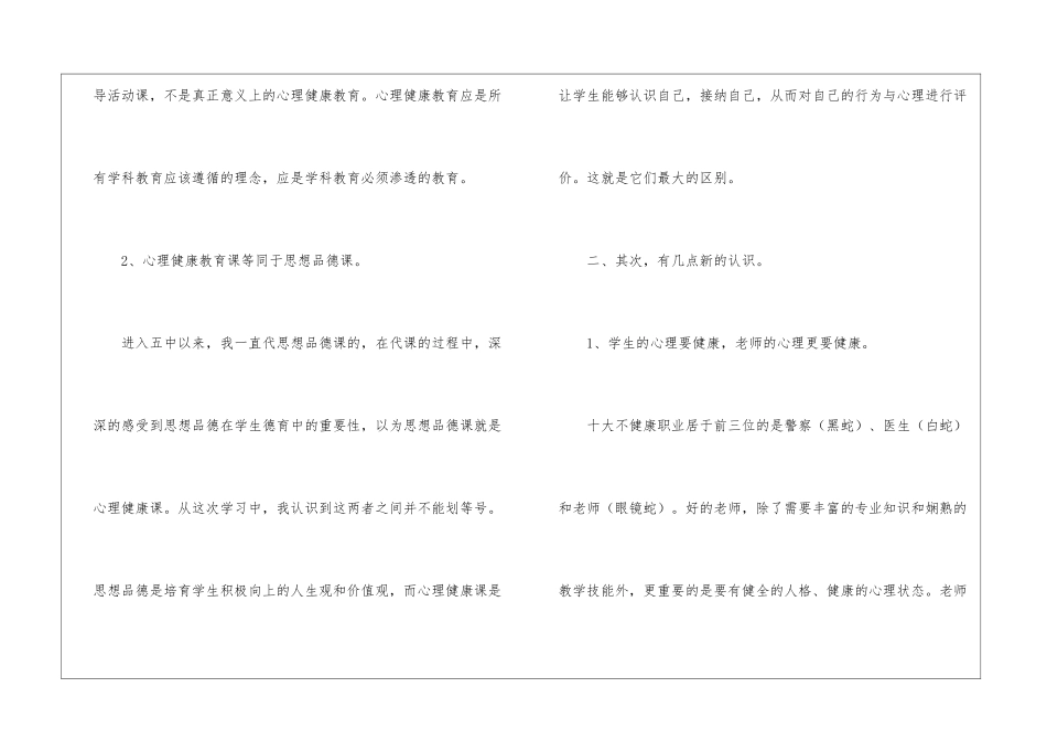 精选心理健康教育培训心得体会三篇_第2页