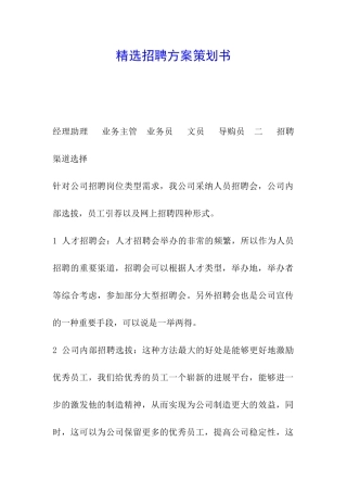 精选招聘方案策划书