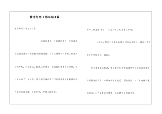 精选每月工作总结3篇