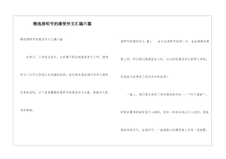 精选清明节的感受作文汇编六篇