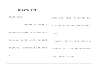 精选监察工作计划三篇