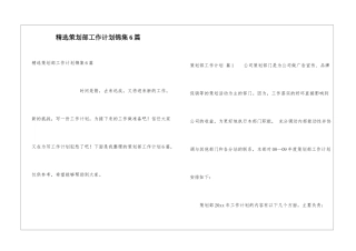 精选策划部工作计划锦集6篇