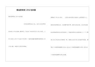 精选管理者工作计划四篇